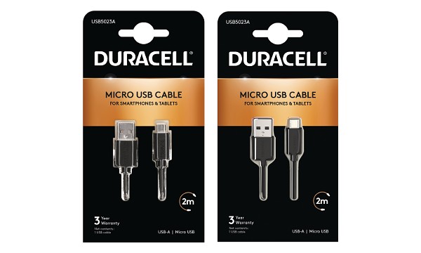 Duracell 1m+2m Cabo USB-A para Micro USB