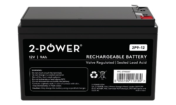 2-Power 12V 9Ah VRLA Battery